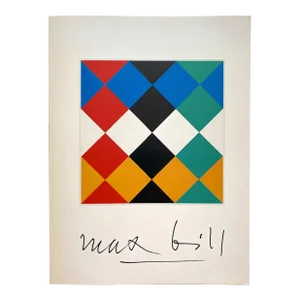 Max Bill Vintage 1974 Limited First Edition Landmark Museum Exhibition Lithograph Print Modernist Book