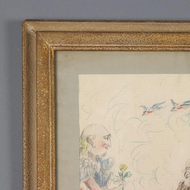 Edoardo Giordano, Figurative Composition, 1939, Pencil on Paper, Framed For Sale - Image 9 of 11