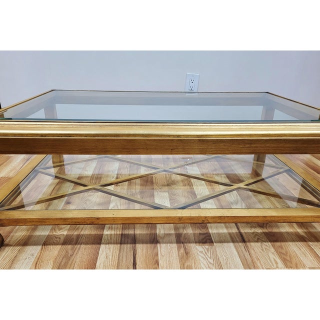 Vintage Italian Mid-Century Modern Gilt Wood & Glass Top Coffee Table For Sale - Image 11 of 11