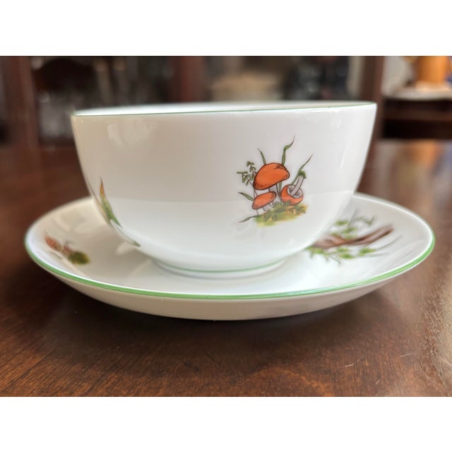 Vintage Set of 4 Herend Hungary Handpainted Forest Animal Pattern 8 oz.Tea/Coffee Cups & Saucers- 2 Stag/Deer, 1 Fox and 1 Hare For Sale - Image 10 of 12