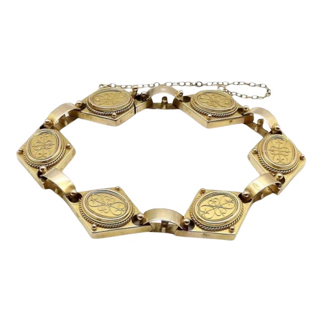Victorian 14K Gold Cannetille Etruscan Revival Bracelet For Sale