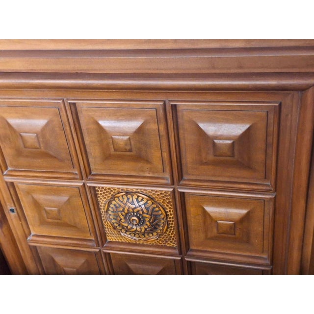 Brown Large Brutalist French Sideboard with Carved Panels, 1940s For Sale - Image 8 of 16
