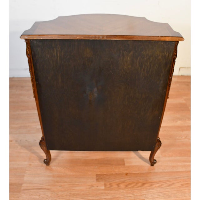 Wood 1920s Antique French Louis XV Walnut & Satinwood Inlay Cabinet Entry Hall Stand For Sale - Image 7 of 18