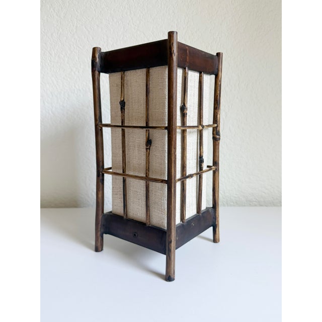 Louis Sognot Style Bamboo & Cotton Table Lamp For Sale - Image 9 of 12
