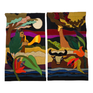 Vintage Helen Webber 1979 Limited Edition 20/100 Tapestries Jungle/on the Way to the Ark Piece 1 & 3