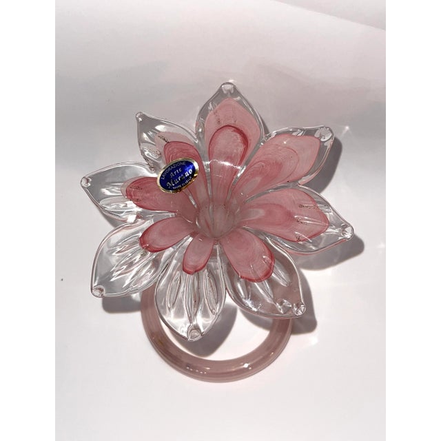 1960s Murano Lavorazione Arte Pink Glass Flower For Sale - Image 5 of 13