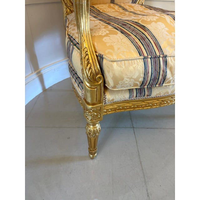1920s Antique Louis XVI French Giltwood Bergère Armchairs, 1920, Set of 4 For Sale - Image 5 of 17