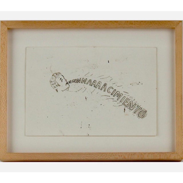 Mario Perez, Latin American Art Ink Drawing Mario Perez Nachimiento Argentina Modernist For Sale