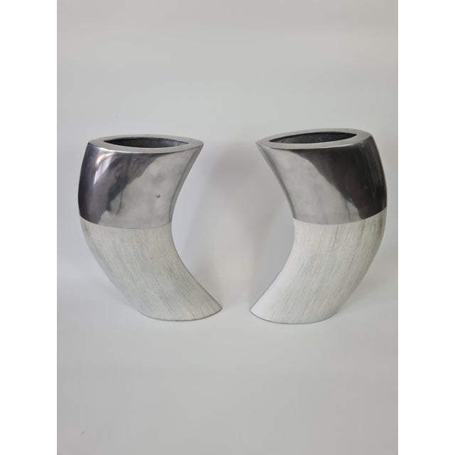 Vases in Aluminum and Ceramic from Ventura Living, 2000s, Set of 2 For Sale - Image 3 of 11