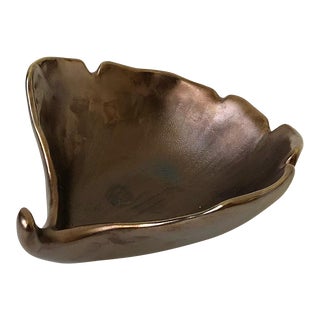 Vintage Ginko Leaf Pottery Tray For Sale