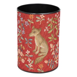 Medieval Rabbit & Fox Tapestry Waste Bin For Sale