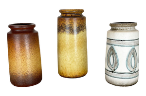 Multi-Color Pottery Fat Lava Vases from Scheurich, Germany, 1970s, Set of 3
