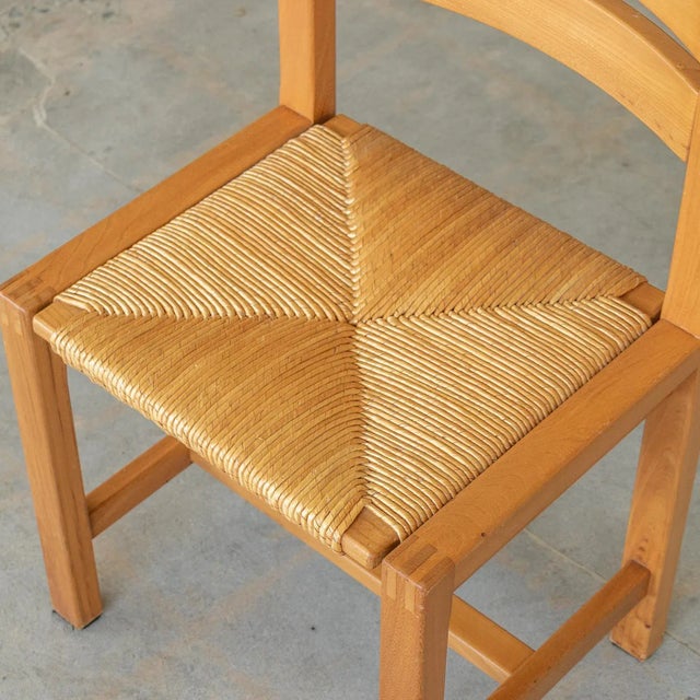 Tan French Wood and Woven Chairs by Maison Regain, Set of 4 For Sale - Image 8 of 11