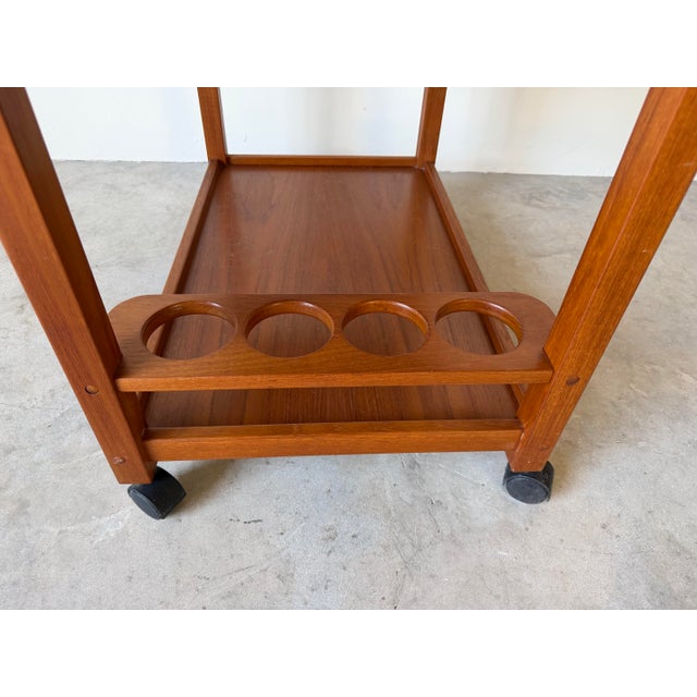 Mid-Century Danish Modern Teak Cocktail Trolley Bar Cart For Sale - Image 9 of 12