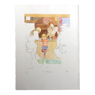 William Papas "No Profanity" Hand Colored Etching Artwork, Diner For Sale