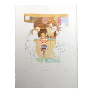 William Papas "No Profanity" Hand Colored Etching Artwork, Diner