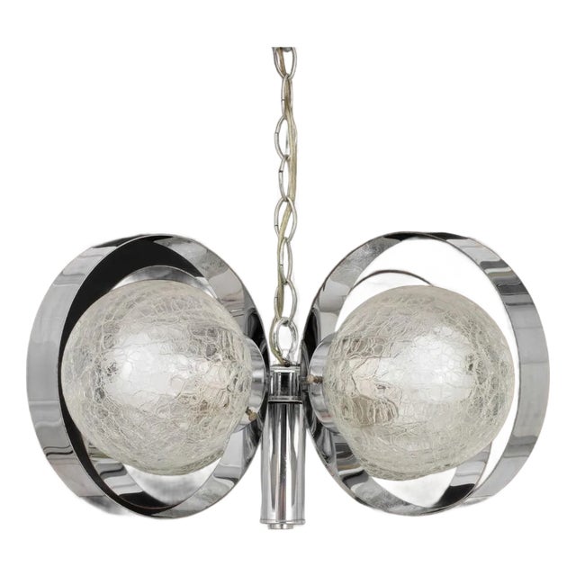 Italian Modern Chrome Ring Chandelier For Sale