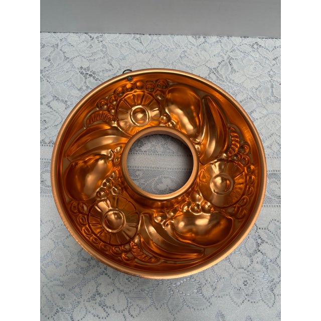 Farmhouse Vintage Fruit Patterned Copper Jello Mold Tin For Sale - Image 3 of 5