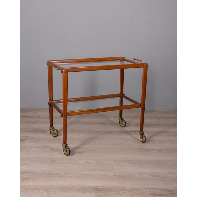 Vintage Italian Wood and Glass Food Trolley, 1960s For Sale - Image 10 of 10