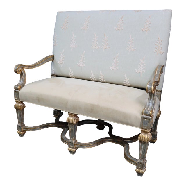 Century Italian Style Carved & Painted Settee For Sale
