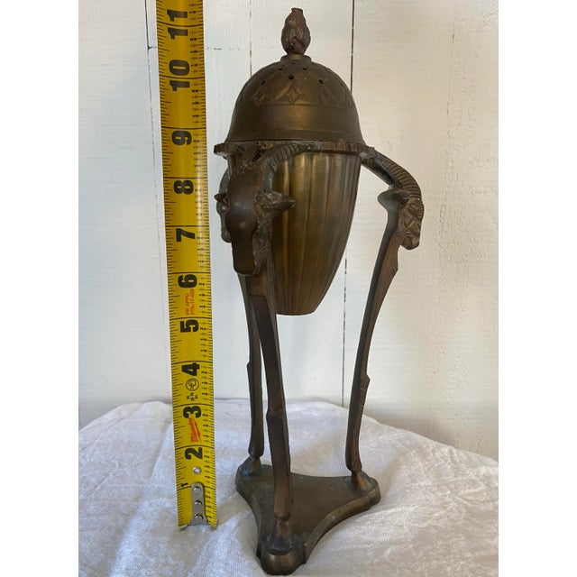 Vintage Empire Style Brass Goat or Ram Heads Incense Burner For Sale - Image 12 of 12