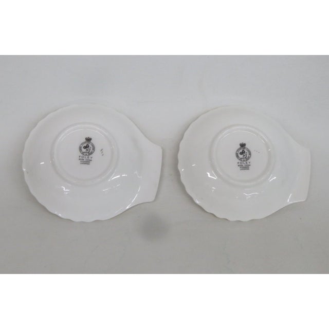 Foley Fine Bone China Pair of 2 Shell Shaped Dishes Gold Trim Butter Pats 4856b For Sale - Image 9 of 14