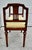 Antique Regency Walnut Vanity Bench Double Arm Inlaid Wood Gold Stripe 1910s For Sale - Image 12 of 13