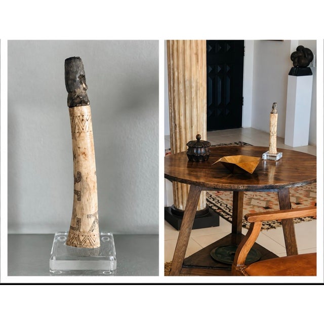 19th Century Indonesian Tribal Scrimshaw Figure Sculpture (10" High) For Sale - Image 9 of 9