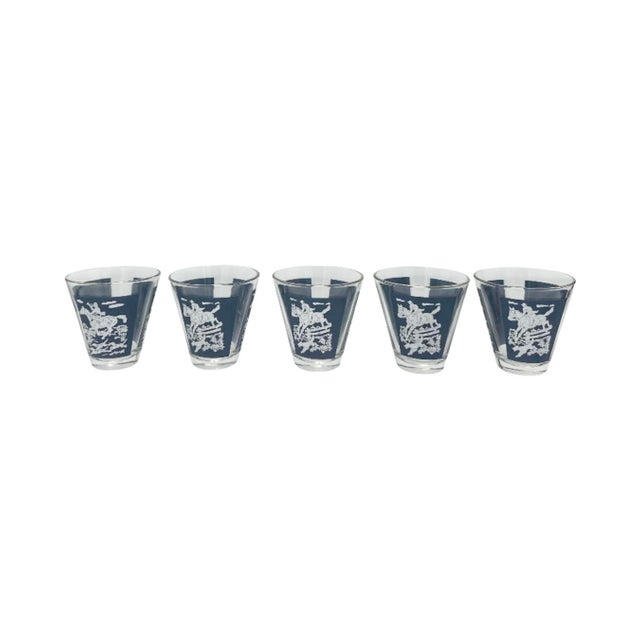Vintage Hazel Atlas Equestrian Horse Tally Ho Shot Glasses - Set of 5 For Sale In Washington DC - Image 6 of 8