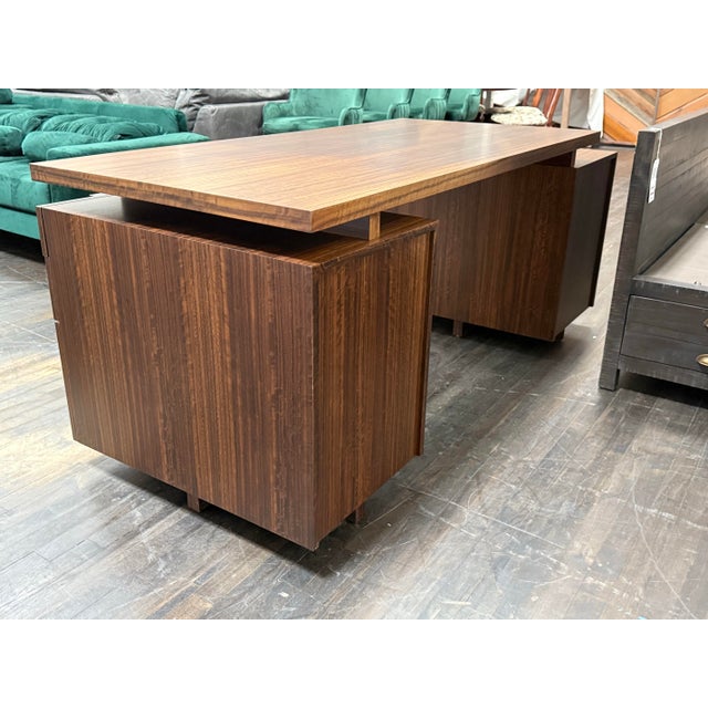 Wood Custom Designed Zebra Wood Office Desk For Sale - Image 7 of 12