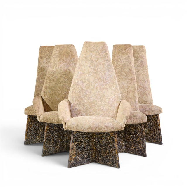 Adrian Pearsall for Craft Associates Mid Century Brutalist Dining Chairs - Set of 6 Each armless chair measures: 19 wide x...