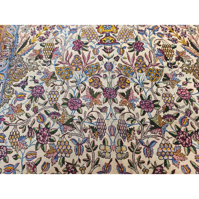 Vintage Oversized Persian Kerman Lavar Rug, Hand-Knotted Wool, Allover Vase Pattern, Ivory & Blue, 11’ X 19’ For Sale - Image 17 of 18