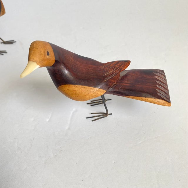 Mid-Century Modern Mid Century Hand Carved Birds in Palo Fierro Wood a Pair For Sale - Image 3 of 10