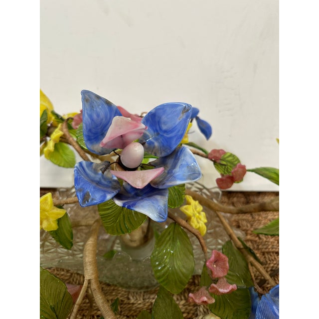 1970s 1970s Glass Murano Style Floral Arrangement Centerpiece Lamp For Sale - Image 5 of 8