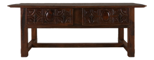 Antique Spanish Console Table in Carved Oak, 1700s