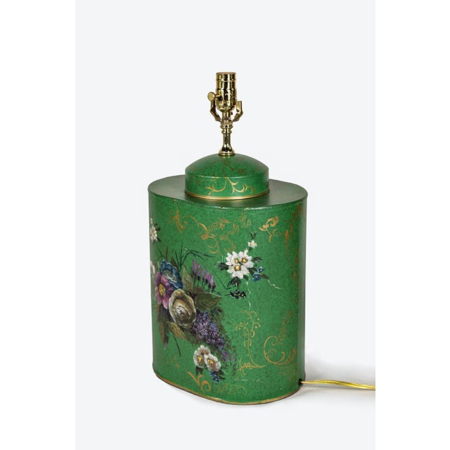 A Pair Vintage English Export Chinoiserie Style Tea Caddy Lamp For Sale - Image 4 of 9