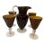 Vintage Handcrafted Art Heavy Glass Murano Style Leopard Pitcher With 4 Goblets For Sale