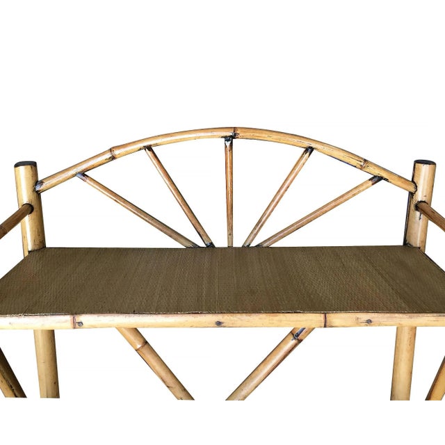 Wood Restored Aesthetic Movement Tiger Tortoise Bamboo 4-Tier Corner Shelf W/ Crown For Sale - Image 7 of 8