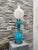Stunning vintage lamp in the Napoleon III style France, 1960s Brass frame South Seas blue opaline glass White opaline...