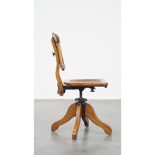 Late 19th Century English Office Chair with Tilting Backrest and Height Adjustment For Sale - Image 3 of 16