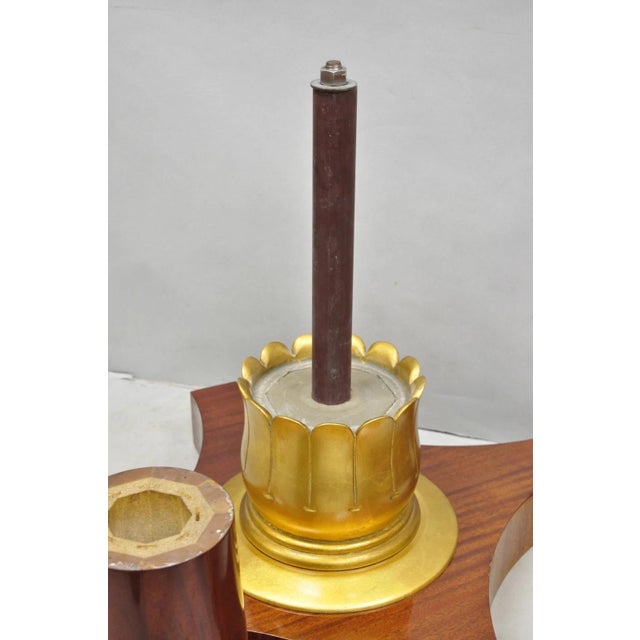Vintage French Regency Style Mahogany & Gold Gilt Plume Table Pedestal Base (A) For Sale - Image 14 of 16