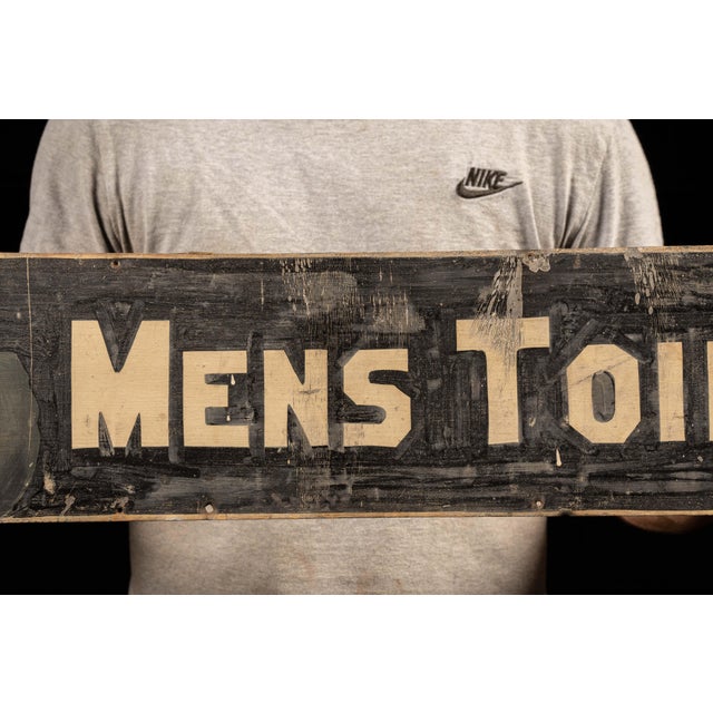 American Antique Hand-Painted Directional Restroom Sign For Sale - Image 3 of 5