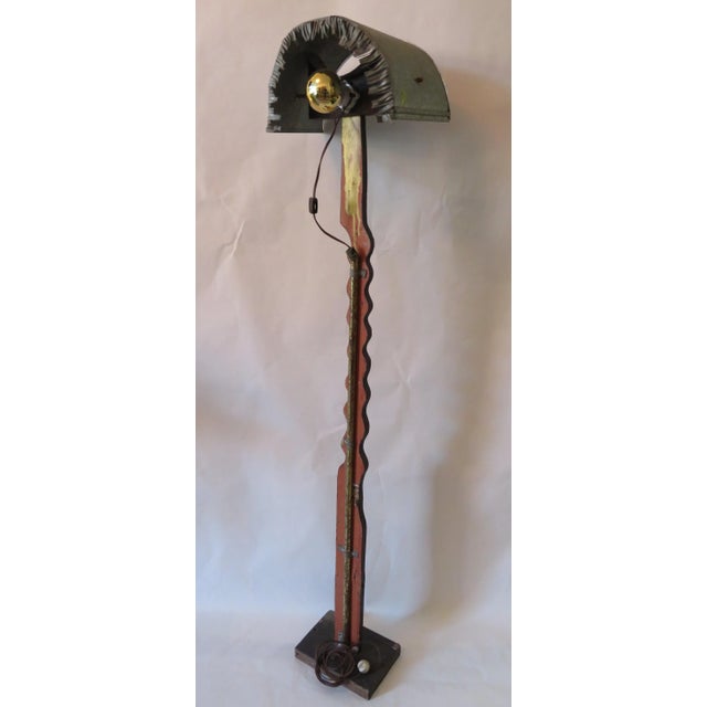 Postmodern Postmodern Wood & Tin Floor Lamp For Sale - Image 3 of 7