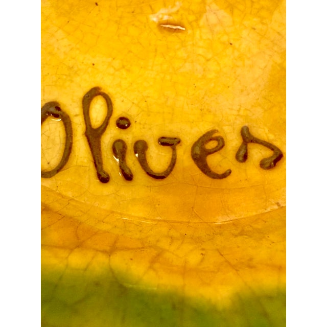 Mid 20th Century Vintage French Provençal Glazed Pottery Olive Serving Dish For Sale - Image 5 of 7