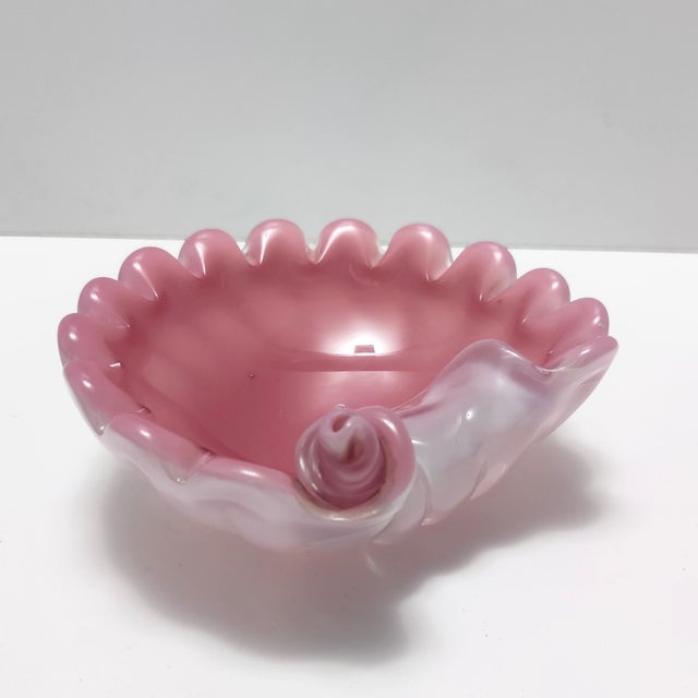 Italian Pink Opaline and Lattimo Glass Shell Bowl by Fratelli Toso, 1960s For Sale - Image 16 of 16