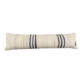Turkish Hemp Pillow Cushion Natural Beige Black Cushion Cover 12"x46" For Sale