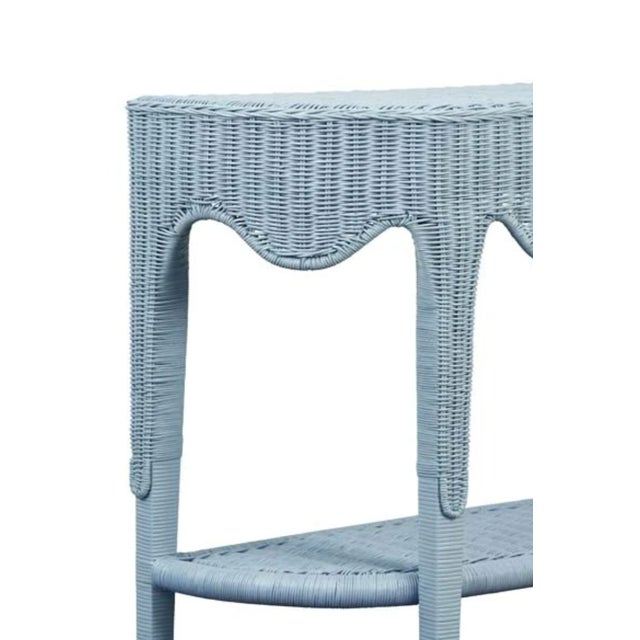 2020s Matthew Izzo Home Paloma Light Blue Rattan Demi Luna Console Table For Sale - Image 5 of 9