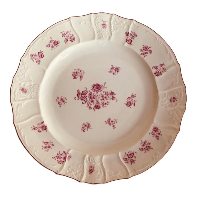 Elegant French Porcelain Round Serving Platter, C. 1900 - Rococo Louis XV Style For Sale