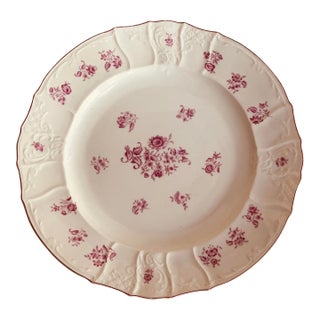 French Porcelain Large Round Serving Platter , Circa 1820 — Rose Floral For Sale