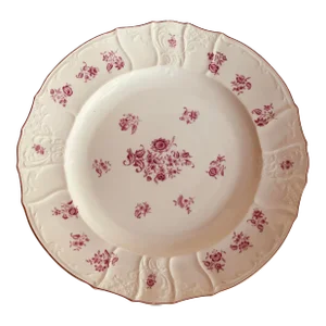 French Porcelain Large Round Serving Platter , Circa 1820 — Rose Floral